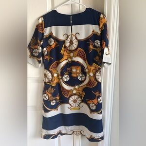 Navy and Gold Carriage Print Dress